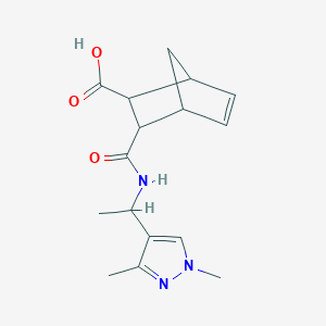 molecular formula C16H21N3O3 B14924968 3-{[1-(1,3-dimethyl-1H-pyrazol-4-yl)ethyl]carbamoyl}bicyclo[2.2.1]hept-5-ene-2-carboxylic acid 