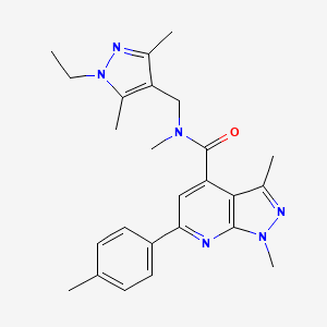 N-[(1-ethyl-3,5-dimethyl-1H-pyrazol-4-yl)methyl]-N,1,3-trimethyl-6-(4-methylphenyl)-1H-pyrazolo[3,4-b]pyridine-4-carboxamide