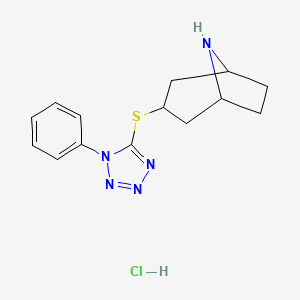molecular formula C14H18ClN5S B1492498 3-[(1-phenyl-1H-1,2,3,4-tetrazol-5-yl)sulfanyl]-8-azabicyclo[3.2.1]octane hydrochloride CAS No. 1955556-72-5