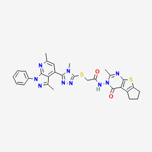 2-{[5-(3,6-Dimethyl-1-phenyl-1H-pyrazolo[3,4-B]pyridin-4-YL)-4-methyl-4H-1,2,4-triazol-3-YL]sulfanyl}-N~1~-[2-methyl-4-oxo-6,7-dihydro-4H-cyclopenta[4,5]thieno[2,3-D]pyrimidin-3(5H)-YL]acetamide