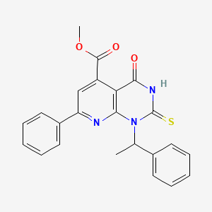 Methyl 4-oxo-7-phenyl-1-(1-phenylethyl)-2-sulfanyl-1,4-dihydropyrido[2,3-d]pyrimidine-5-carboxylate