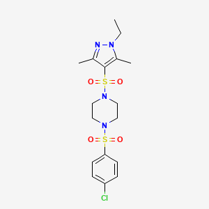 1-[(4-chlorophenyl)sulfonyl]-4-[(1-ethyl-3,5-dimethyl-1H-pyrazol-4-yl)sulfonyl]piperazine