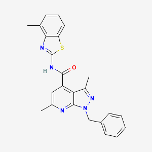 molecular formula C24H21N5OS B14925102 1-benzyl-3,6-dimethyl-N-(4-methyl-1,3-benzothiazol-2-yl)-1H-pyrazolo[3,4-b]pyridine-4-carboxamide 