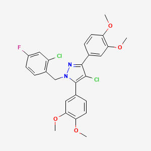 4-chloro-1-(2-chloro-4-fluorobenzyl)-3,5-bis(3,4-dimethoxyphenyl)-1H-pyrazole