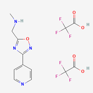 molecular formula C13H12F6N4O5 B1492512 N-Methyl-1-[3-(4-pyridinyl)-1,2,4-oxadiazol-5-yl]methanaminebis(trifluoroacetate) CAS No. 1262774-62-8