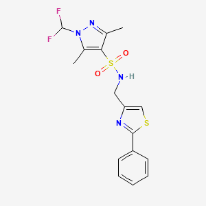 1-(difluoromethyl)-3,5-dimethyl-N-[(2-phenyl-1,3-thiazol-4-yl)methyl]-1H-pyrazole-4-sulfonamide