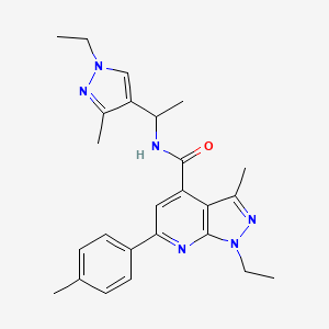 molecular formula C25H30N6O B14925157 1-ethyl-N-[1-(1-ethyl-3-methyl-1H-pyrazol-4-yl)ethyl]-3-methyl-6-(4-methylphenyl)-1H-pyrazolo[3,4-b]pyridine-4-carboxamide 