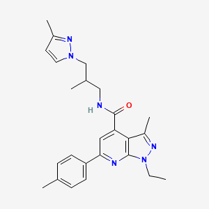 1-ethyl-3-methyl-N-[2-methyl-3-(3-methyl-1H-pyrazol-1-yl)propyl]-6-(4-methylphenyl)-1H-pyrazolo[3,4-b]pyridine-4-carboxamide