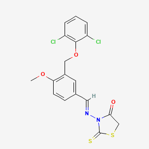 molecular formula C18H14Cl2N2O3S2 B14925187 3-{[(E)-{3-[(2,6-dichlorophenoxy)methyl]-4-methoxyphenyl}methylidene]amino}-2-thioxo-1,3-thiazolidin-4-one 