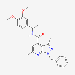 1-benzyl-N-[1-(3,4-dimethoxyphenyl)ethyl]-3,6-dimethyl-1H-pyrazolo[3,4-b]pyridine-4-carboxamide