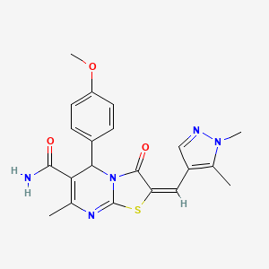 (2E)-2-[(1,5-dimethyl-1H-pyrazol-4-yl)methylidene]-5-(4-methoxyphenyl)-7-methyl-3-oxo-2,3-dihydro-5H-[1,3]thiazolo[3,2-a]pyrimidine-6-carboxamide