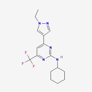 molecular formula C16H20F3N5 B14925218 N-cyclohexyl-4-(1-ethyl-1H-pyrazol-4-yl)-6-(trifluoromethyl)pyrimidin-2-amine 