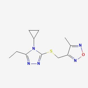 3-{[(4-cyclopropyl-5-ethyl-4H-1,2,4-triazol-3-yl)sulfanyl]methyl}-4-methyl-1,2,5-oxadiazole