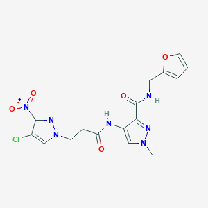 molecular formula C16H16ClN7O5 B14925261 4-{[3-(4-chloro-3-nitro-1H-pyrazol-1-yl)propanoyl]amino}-N-(furan-2-ylmethyl)-1-methyl-1H-pyrazole-3-carboxamide 