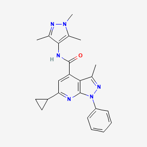 molecular formula C23H24N6O B14925280 6-cyclopropyl-3-methyl-1-phenyl-N-(1,3,5-trimethyl-1H-pyrazol-4-yl)-1H-pyrazolo[3,4-b]pyridine-4-carboxamide 