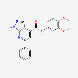 molecular formula C22H18N4O3 B14925322 N-(2,3-dihydro-1,4-benzodioxin-6-yl)-1-methyl-6-phenyl-1H-pyrazolo[3,4-b]pyridine-4-carboxamide 