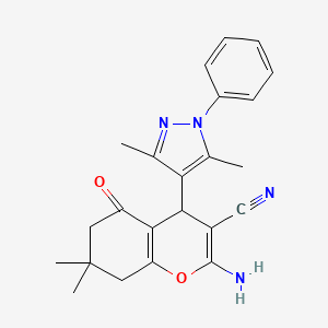 molecular formula C23H24N4O2 B14925365 2-Amino-4-(3,5-dimethyl-1-phenyl-1H-pyrazol-4-yl)-7,7-dimethyl-5-oxo-5,6,7,8-tetrahydro-4H-chromene-3-carbonitrile 