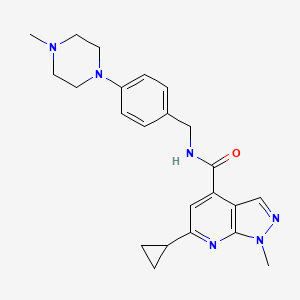 molecular formula C23H28N6O B14925372 6-cyclopropyl-1-methyl-N-[4-(4-methylpiperazin-1-yl)benzyl]-1H-pyrazolo[3,4-b]pyridine-4-carboxamide 