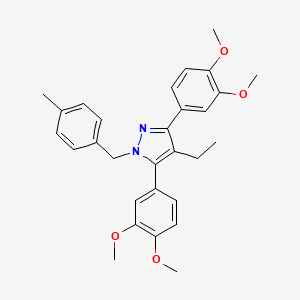 molecular formula C29H32N2O4 B14925393 3,5-bis(3,4-dimethoxyphenyl)-4-ethyl-1-(4-methylbenzyl)-1H-pyrazole 