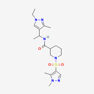 molecular formula C19H30N6O3S B14925401 1-[(1,5-dimethyl-1H-pyrazol-4-yl)sulfonyl]-N-[1-(1-ethyl-3-methyl-1H-pyrazol-4-yl)ethyl]piperidine-3-carboxamide 