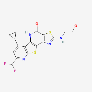 11-cyclopropyl-13-(difluoromethyl)-4-(2-methoxyethylamino)-5,16-dithia-3,8,14-triazatetracyclo[7.7.0.02,6.010,15]hexadeca-1(9),2(6),3,10(15),11,13-hexaen-7-one