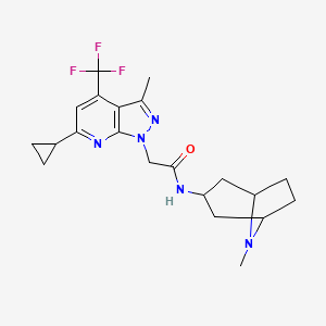 molecular formula C21H26F3N5O B14925420 2-[6-cyclopropyl-3-methyl-4-(trifluoromethyl)-1H-pyrazolo[3,4-b]pyridin-1-yl]-N-(8-methyl-8-azabicyclo[3.2.1]oct-3-yl)acetamide 