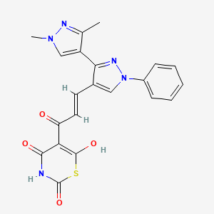 5-[(2E)-3-(1',3'-dimethyl-1-phenyl-1H,1'H-3,4'-bipyrazol-4-yl)prop-2-enoyl]-4-hydroxy-2H-1,3-thiazine-2,6(3H)-dione