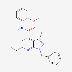 molecular formula C24H24N4O2 B14925430 1-benzyl-6-ethyl-N-(2-methoxyphenyl)-3-methyl-1H-pyrazolo[3,4-b]pyridine-4-carboxamide 