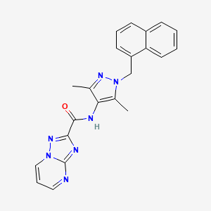 molecular formula C22H19N7O B14925453 N-[3,5-dimethyl-1-(naphthalen-1-ylmethyl)-1H-pyrazol-4-yl][1,2,4]triazolo[1,5-a]pyrimidine-2-carboxamide 