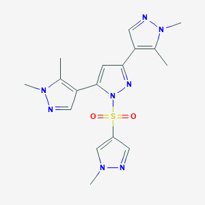 molecular formula C17H20N8O2S B14925543 3,5-bis(1,5-dimethylpyrazol-4-yl)-1-(1-methylpyrazol-4-yl)sulfonylpyrazole 