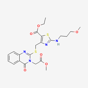 Ethyl 4-({[3-(2-methoxy-2-oxoethyl)-4-oxo-3,4-dihydroquinazolin-2-yl]sulfanyl}methyl)-2-[(3-methoxypropyl)amino]-1,3-thiazole-5-carboxylate