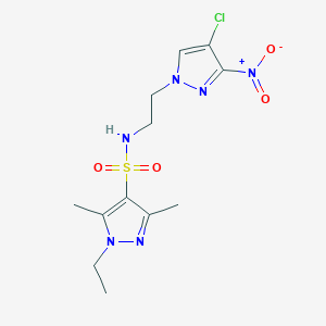 molecular formula C12H17ClN6O4S B14925573 N-[2-(4-chloro-3-nitro-1H-pyrazol-1-yl)ethyl]-1-ethyl-3,5-dimethyl-1H-pyrazole-4-sulfonamide 