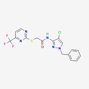 N-(1-benzyl-4-chloro-1H-pyrazol-3-yl)-2-{[4-(trifluoromethyl)pyrimidin-2-yl]sulfanyl}acetamide