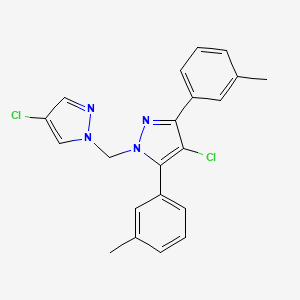 molecular formula C21H18Cl2N4 B14925601 4-chloro-1-[(4-chloro-1H-pyrazol-1-yl)methyl]-3,5-bis(3-methylphenyl)-1H-pyrazole 