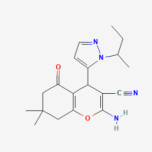 2-Amino-4-(1-(sec-butyl)-1H-pyrazol-5-yl)-7,7-dimethyl-5-oxo-5,6,7,8-tetrahydro-4H-chromene-3-carbonitrile