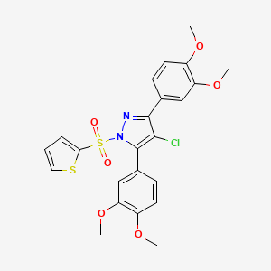 4-chloro-3,5-bis(3,4-dimethoxyphenyl)-1-(thiophen-2-ylsulfonyl)-1H-pyrazole