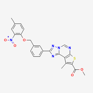 Methyl 9-methyl-2-{3-[(4-methyl-2-nitrophenoxy)methyl]phenyl}thieno[3,2-e][1,2,4]triazolo[1,5-c]pyrimidine-8-carboxylate