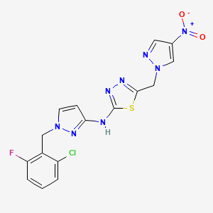 N-[1-(2-chloro-6-fluorobenzyl)-1H-pyrazol-3-yl]-5-[(4-nitro-1H-pyrazol-1-yl)methyl]-1,3,4-thiadiazol-2-amine