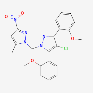 4-chloro-3,5-bis(2-methoxyphenyl)-1-[(5-methyl-3-nitro-1H-pyrazol-1-yl)methyl]-1H-pyrazole