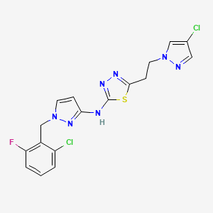 molecular formula C17H14Cl2FN7S B14925751 N-[1-(2-chloro-6-fluorobenzyl)-1H-pyrazol-3-yl]-5-[2-(4-chloro-1H-pyrazol-1-yl)ethyl]-1,3,4-thiadiazol-2-amine 