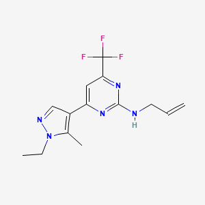 molecular formula C14H16F3N5 B14925755 4-(1-ethyl-5-methyl-1H-pyrazol-4-yl)-N-(prop-2-en-1-yl)-6-(trifluoromethyl)pyrimidin-2-amine 