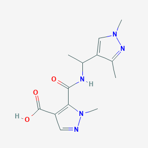 molecular formula C13H17N5O3 B14925785 5-({[1-(1,3-Dimethyl-1H-pyrazol-4-YL)ethyl]amino}carbonyl)-1-methyl-1H-pyrazole-4-carboxylic acid 