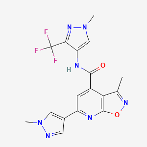 molecular formula C17H14F3N7O2 B14925798 3-methyl-6-(1-methyl-1H-pyrazol-4-yl)-N-[1-methyl-3-(trifluoromethyl)-1H-pyrazol-4-yl][1,2]oxazolo[5,4-b]pyridine-4-carboxamide 