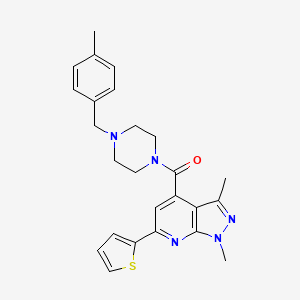 molecular formula C25H27N5OS B14925817 [1,3-dimethyl-6-(thiophen-2-yl)-1H-pyrazolo[3,4-b]pyridin-4-yl][4-(4-methylbenzyl)piperazin-1-yl]methanone 