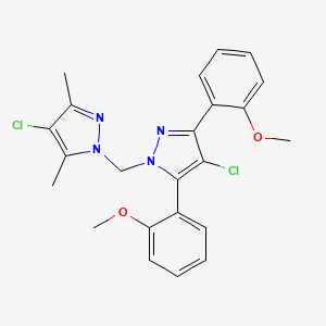 molecular formula C23H22Cl2N4O2 B14925818 4-chloro-1-{[4-chloro-3,5-bis(2-methoxyphenyl)-1H-pyrazol-1-yl]methyl}-3,5-dimethyl-1H-pyrazole 