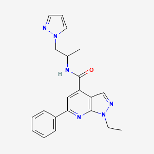 molecular formula C21H22N6O B14925825 1-ethyl-6-phenyl-N-[1-(1H-pyrazol-1-yl)propan-2-yl]-1H-pyrazolo[3,4-b]pyridine-4-carboxamide 