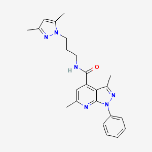 molecular formula C23H26N6O B14925837 N-[3-(3,5-dimethyl-1H-pyrazol-1-yl)propyl]-3,6-dimethyl-1-phenyl-1H-pyrazolo[3,4-b]pyridine-4-carboxamide 