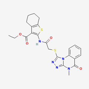 molecular formula C23H23N5O4S2 B14925851 Ethyl 2-({[(4-methyl-5-oxo-4,5-dihydro[1,2,4]triazolo[4,3-a]quinazolin-1-yl)sulfanyl]acetyl}amino)-4,5,6,7-tetrahydro-1-benzothiophene-3-carboxylate 