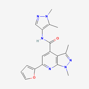 molecular formula C18H18N6O2 B14925881 N-(1,5-dimethyl-1H-pyrazol-4-yl)-6-(furan-2-yl)-1,3-dimethyl-1H-pyrazolo[3,4-b]pyridine-4-carboxamide 