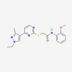 2-{[4-(1-ethyl-3-methyl-1H-pyrazol-4-yl)pyrimidin-2-yl]sulfanyl}-N-(2-methoxyphenyl)acetamide